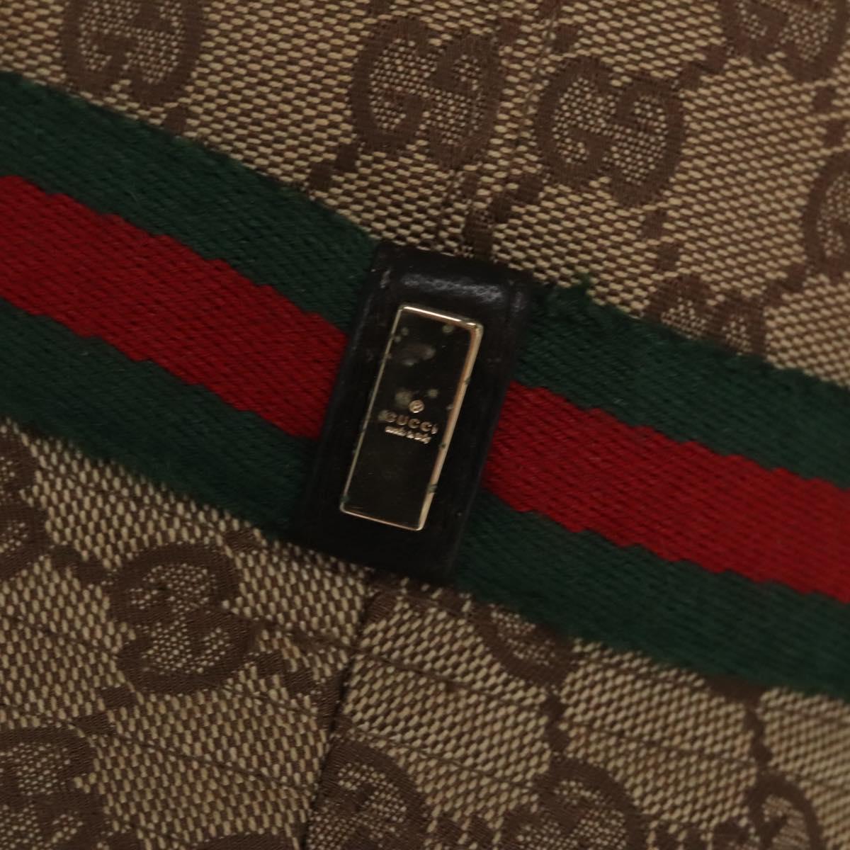 GUCCI GG Canvas Bucket Hat Web Sherry Line L Beige Green Red Auth 104161