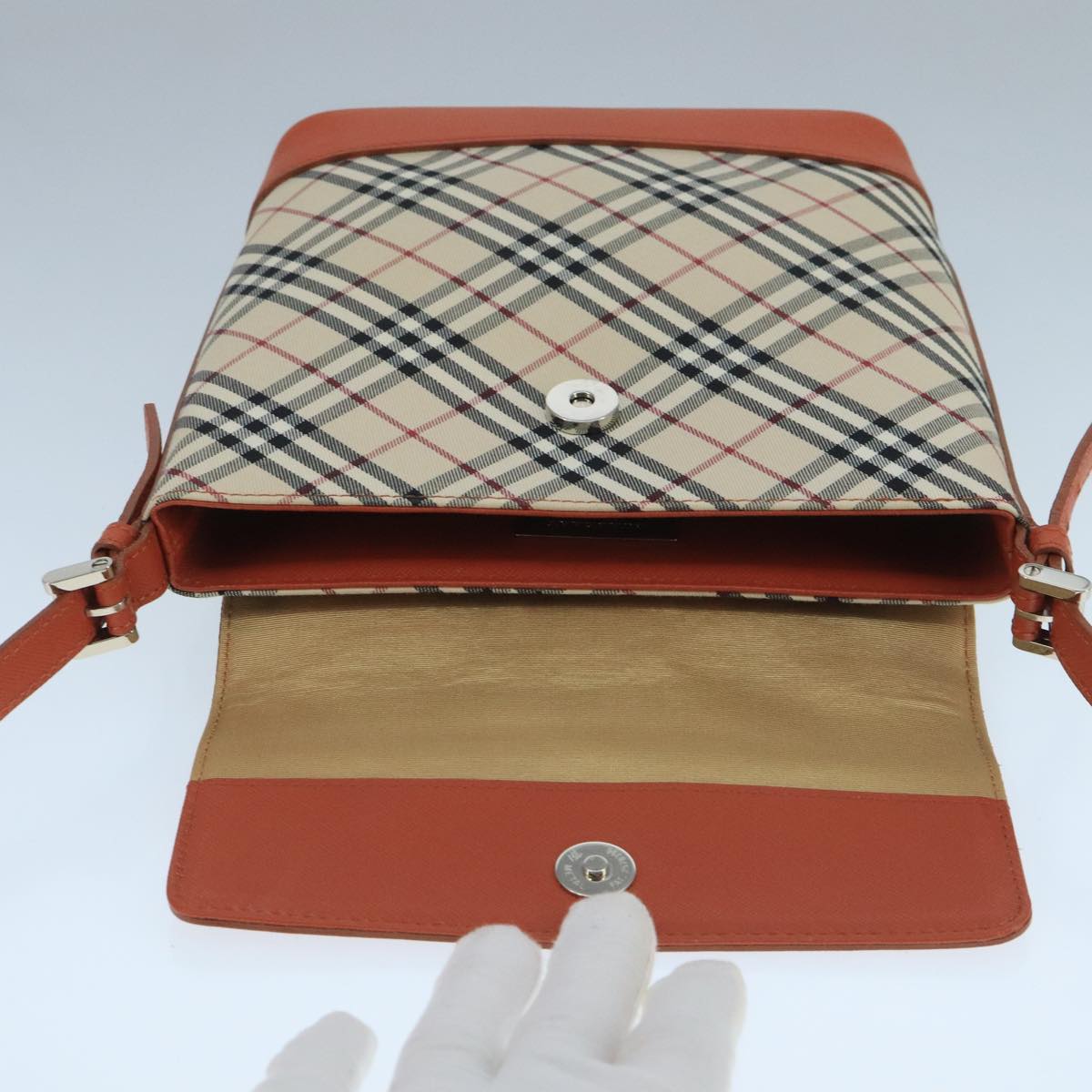 BURBERRY Nova Check Shoulder Bag Canvas Beige Auth 104180