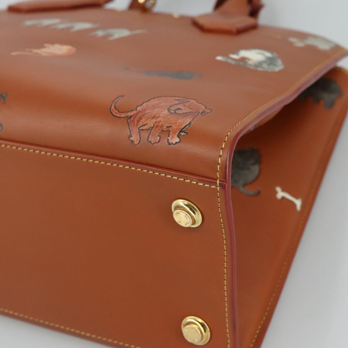 LOUIS VUITTON Catgram City Steamer MM Bag Leather 2way Brown M52969 Auth 104191SM