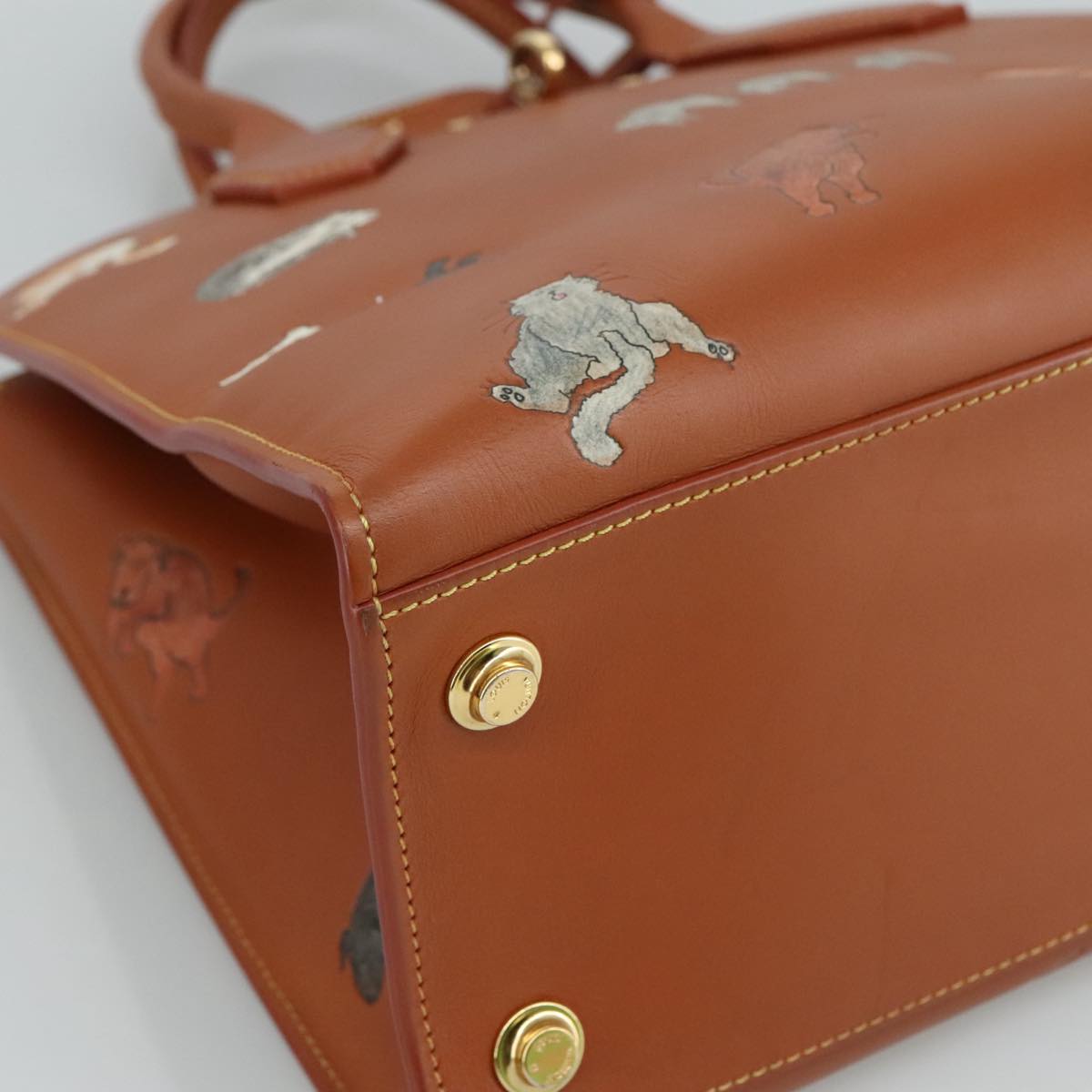 LOUIS VUITTON Catgram City Steamer MM Bag Leather 2way Brown M52969 Auth 104191SM