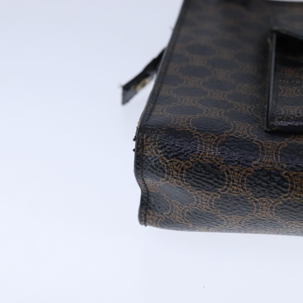 CELINE Macadam Canvas Shoulder Bag PVC Leather Black Auth 104219