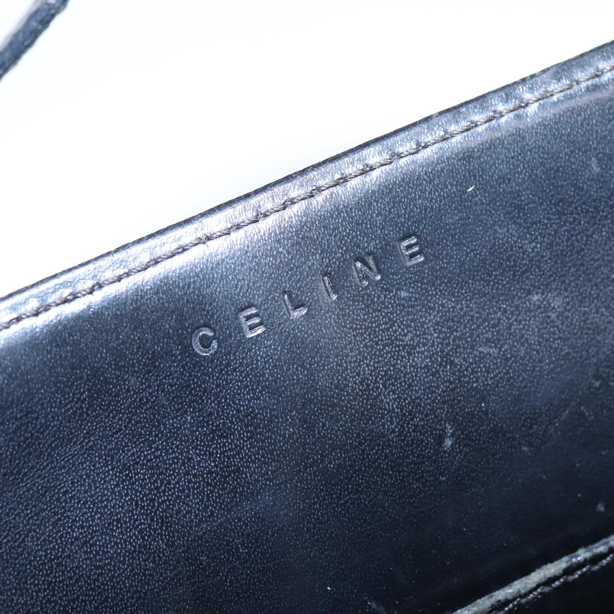 CELINE Macadam Canvas Shoulder Bag PVC Leather Black Auth 104219