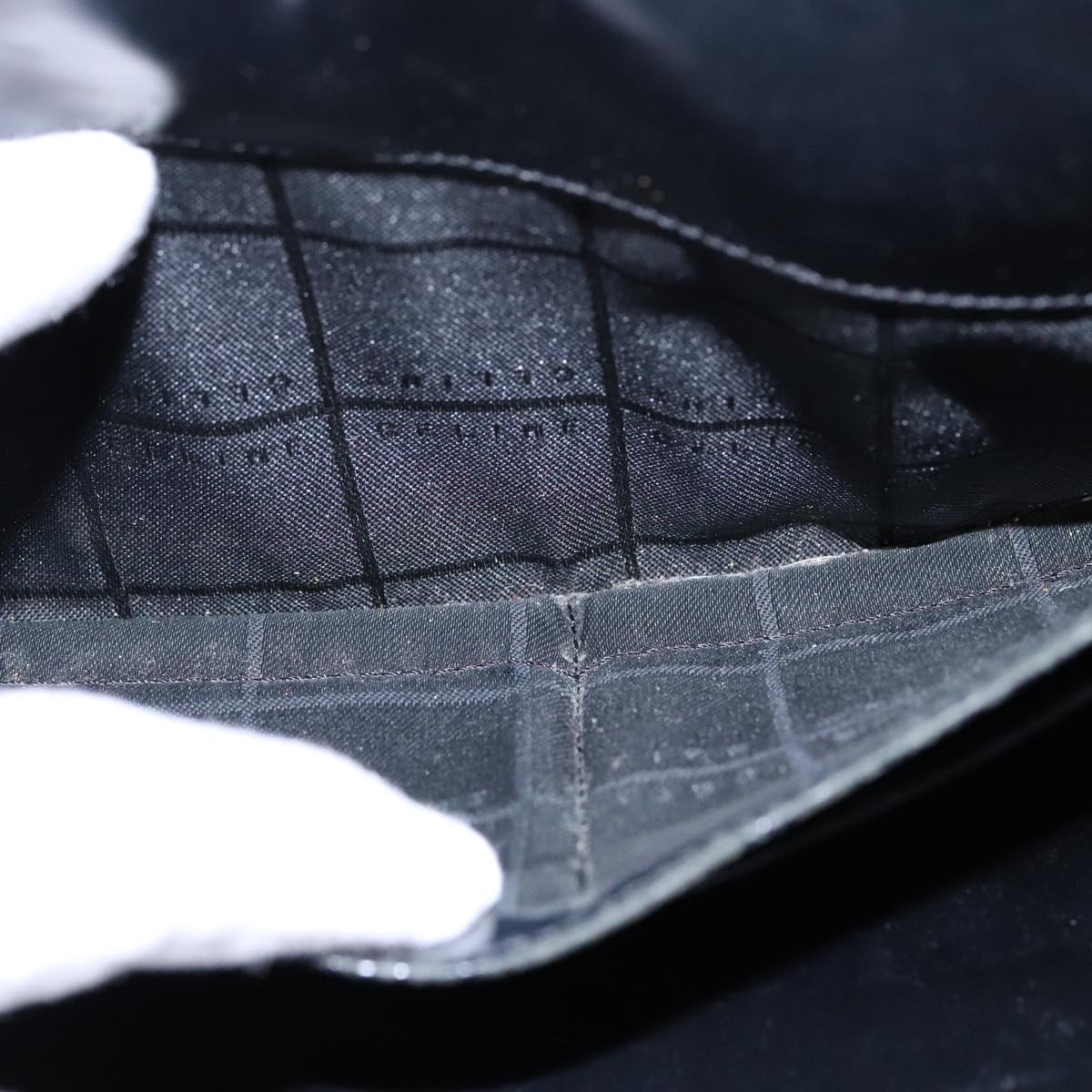 CELINE Macadam Canvas Shoulder Bag PVC Leather Black Auth 104219