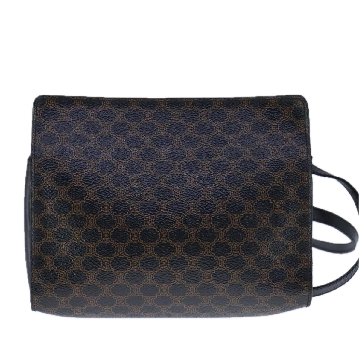 CELINE Macadam Canvas Shoulder Bag PVC Leather Black Auth 104219