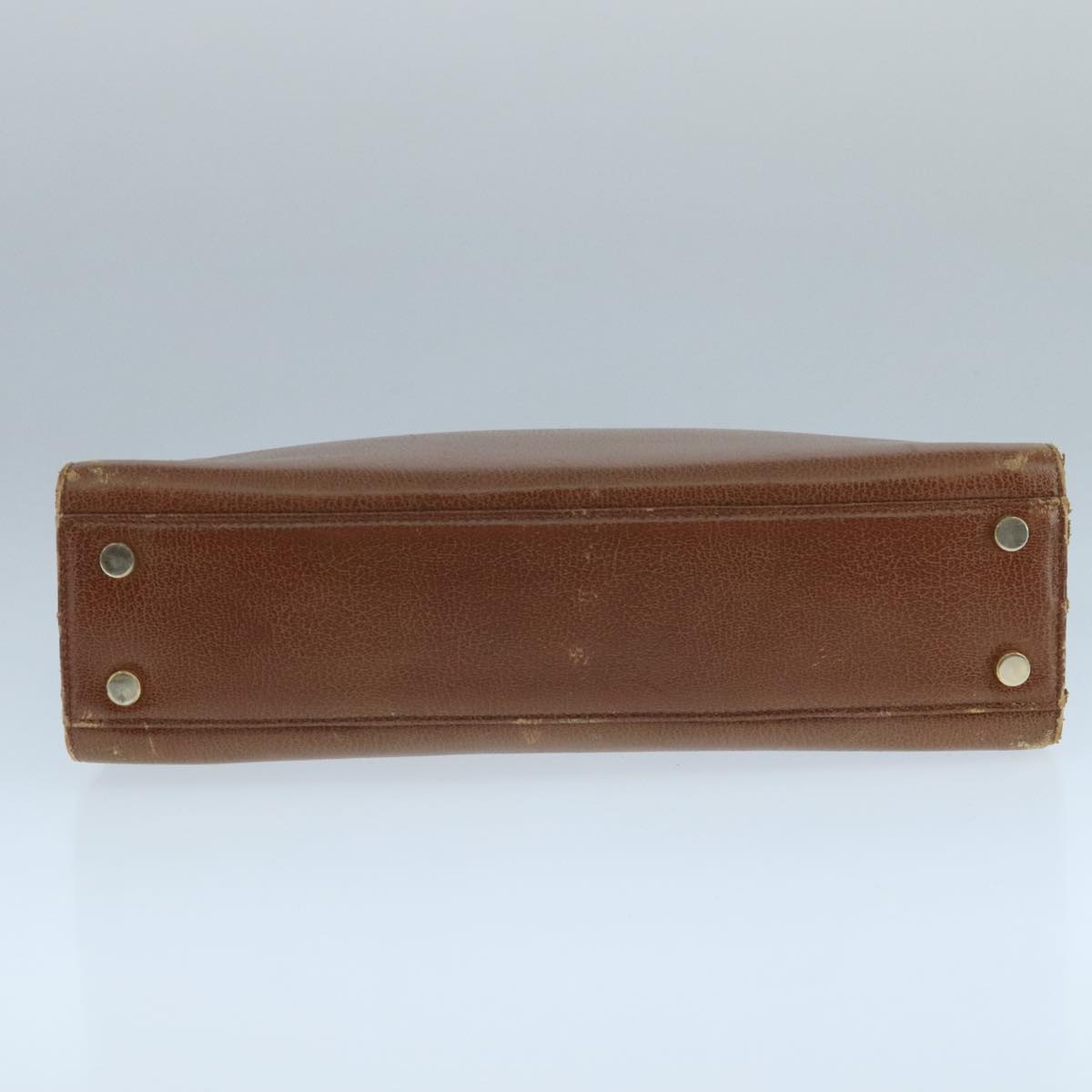 Salvatore Ferragamo Hand Bag Leather Brown Gold Auth 104228