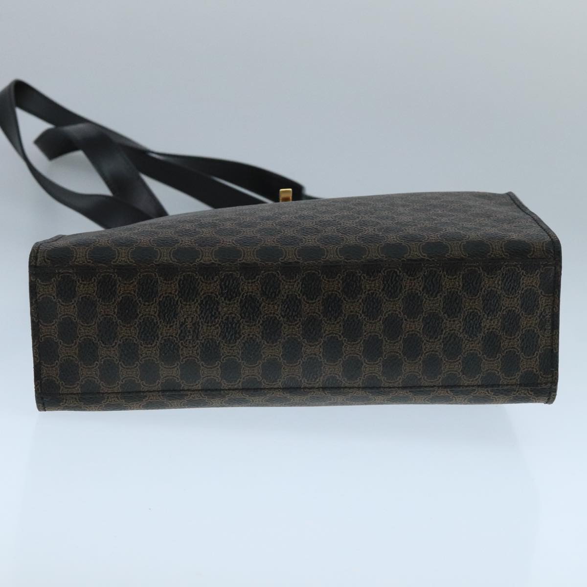 CELINE Macadam Canvas Shoulder Bag PVC Leather Black Gold Auth 104249