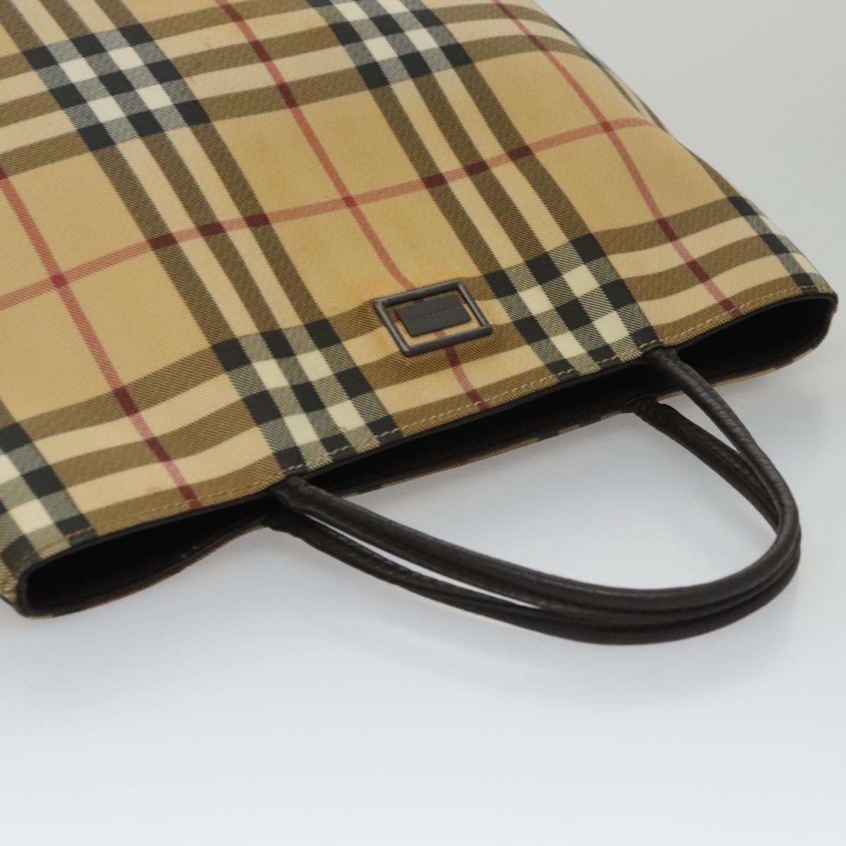 BURBERRY Nova Check Tote Bag PVC Beige Auth 104293