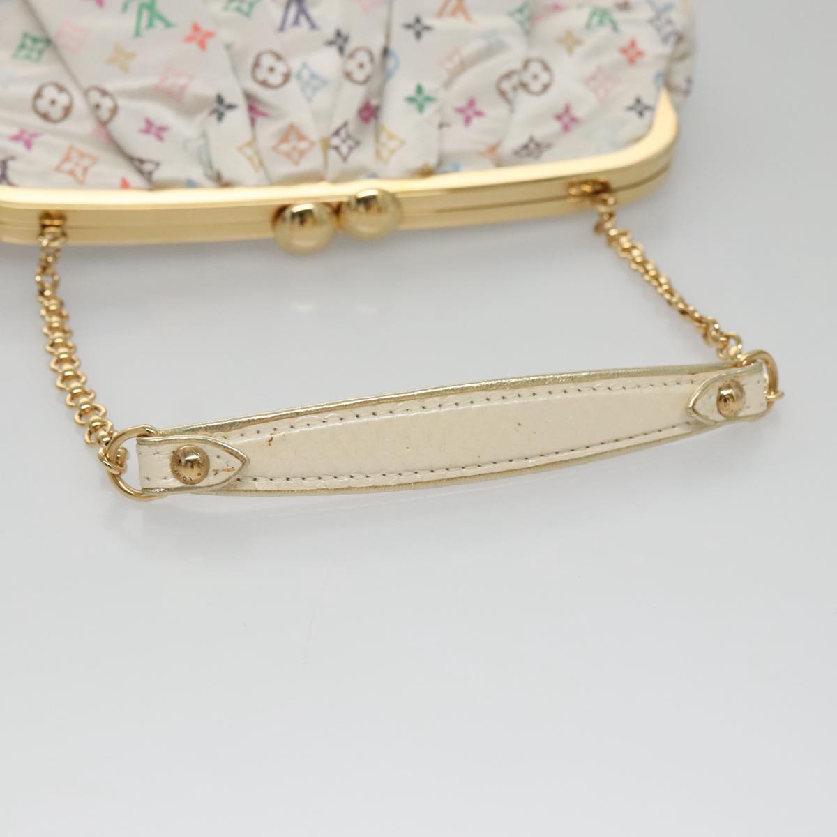 LOUIS VUITTON Multicolor Satin Omoniere Pouch White M92060 LV Auth 104388SV