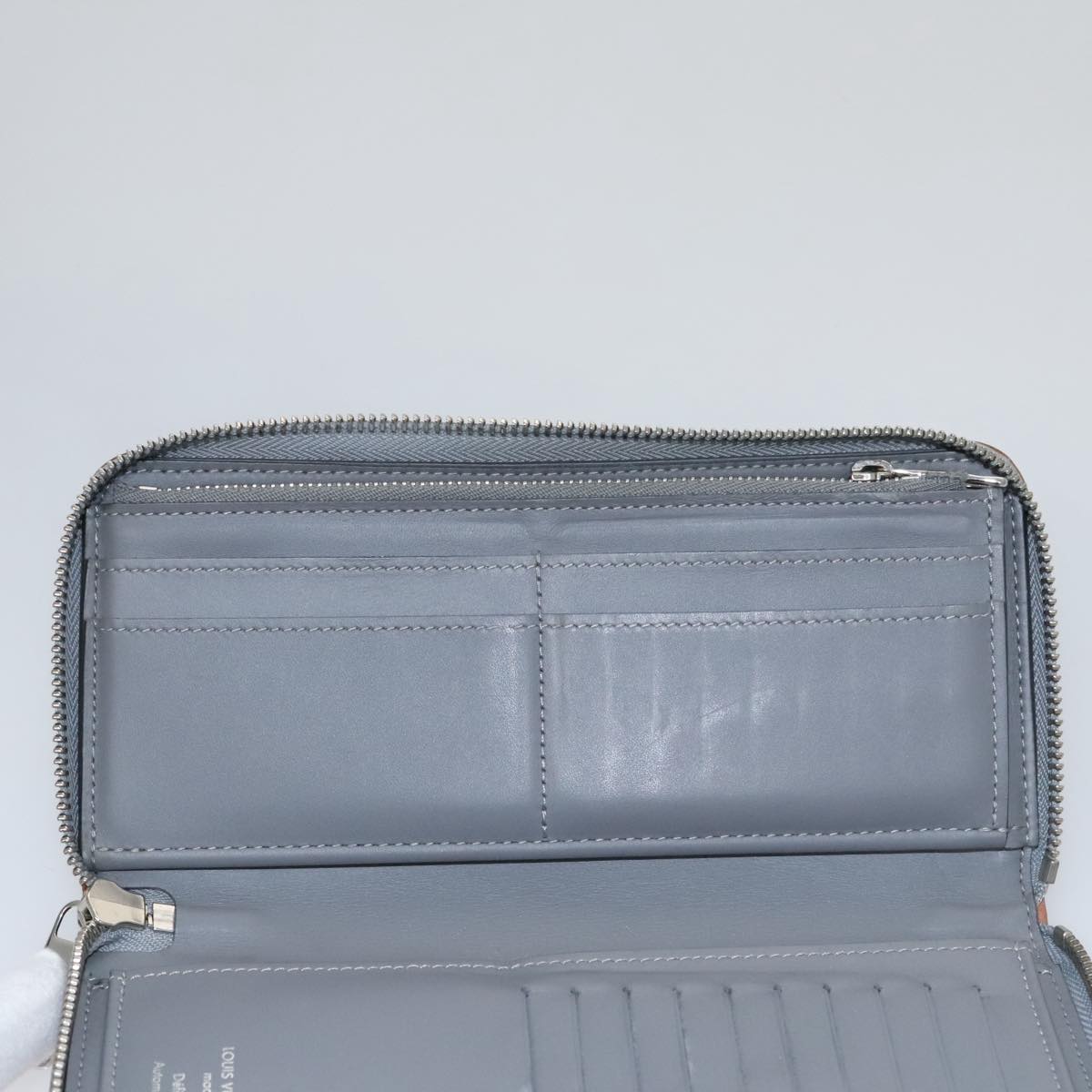 LOUIS VUITTON Monogram Miroir Zippy Wallet Vertical Wallet Silver LV Auth 104402