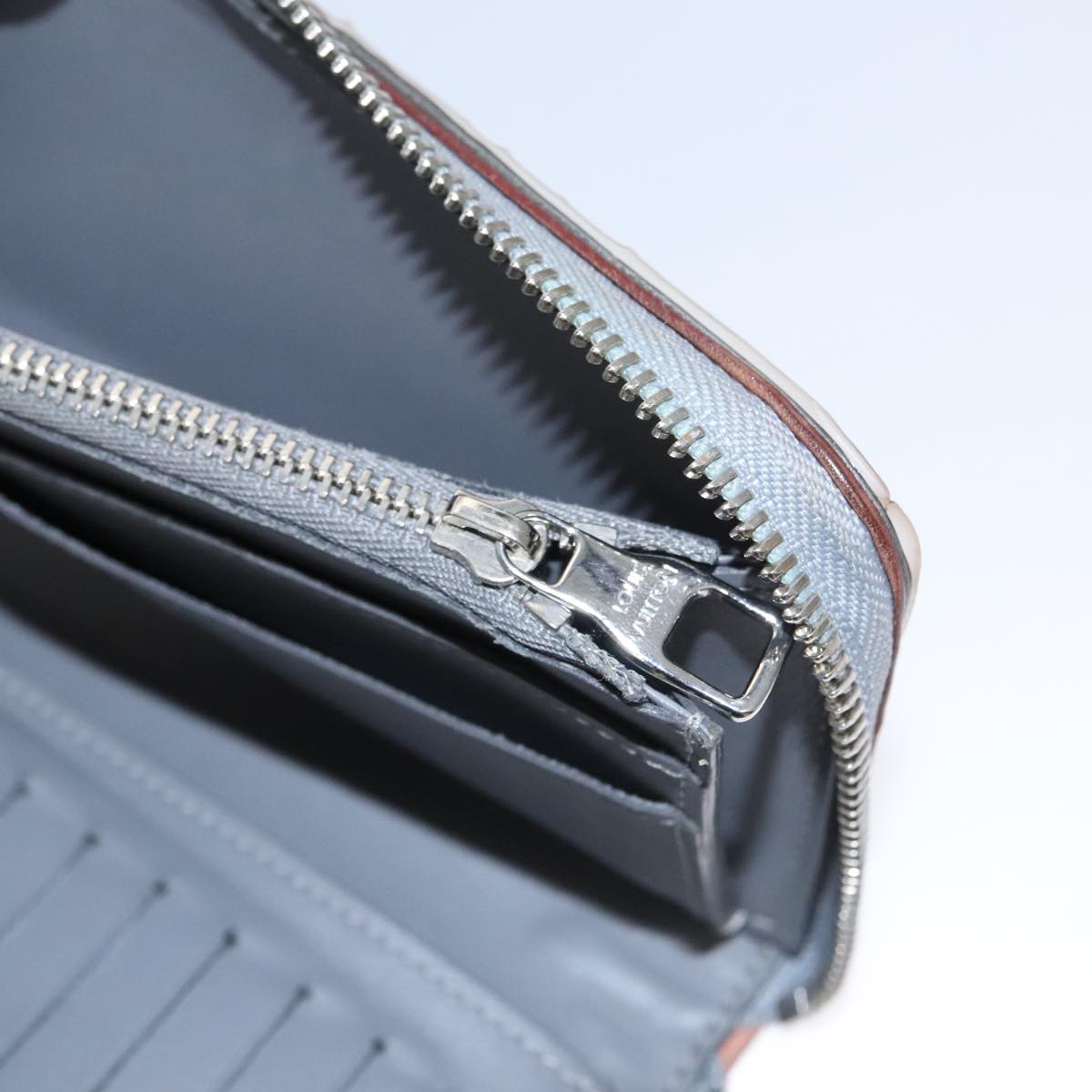 LOUIS VUITTON Monogram Miroir Zippy Wallet Vertical Wallet Silver LV Auth 104402