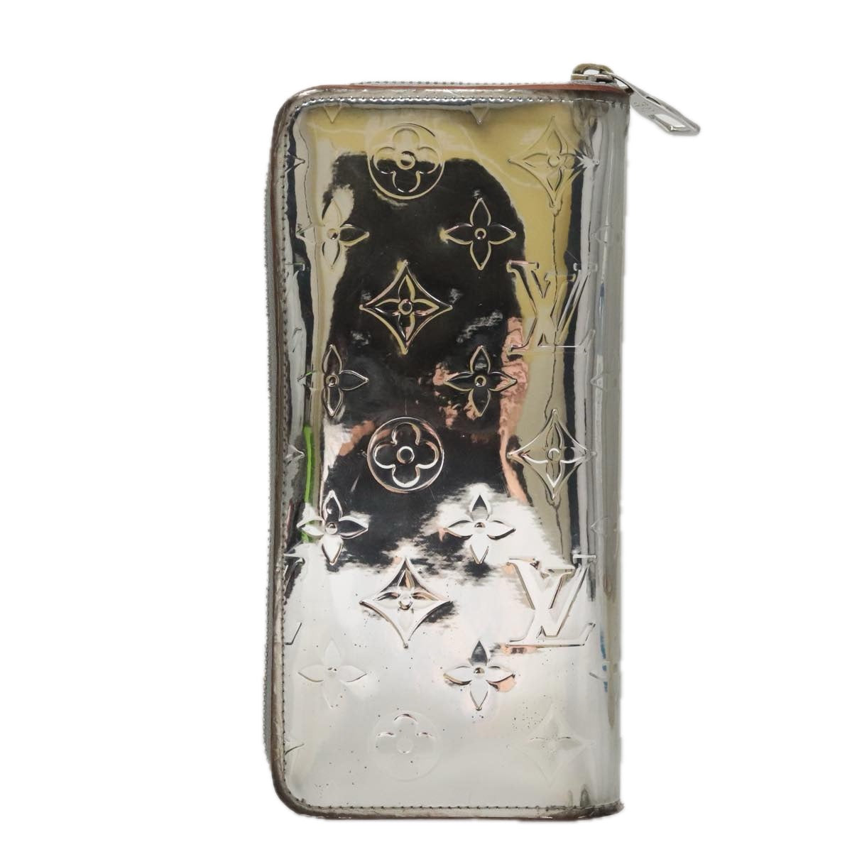 LOUIS VUITTON Monogram Miroir Zippy Wallet Vertical Wallet Silver LV Auth 104402