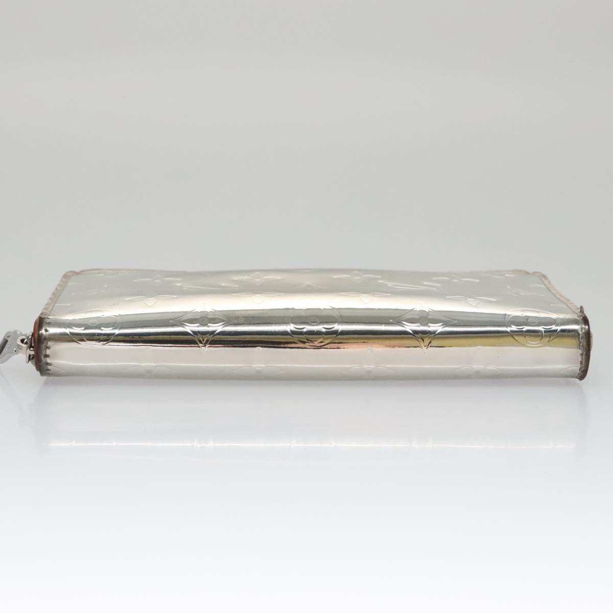 LOUIS VUITTON Monogram Miroir Zippy Wallet Vertical Wallet Silver LV Auth 104402