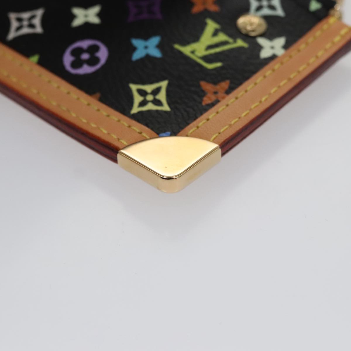 LOUIS VUITTON Monogram Multicolor Pochette Cles Purse Black M92654 Auth 104416SV