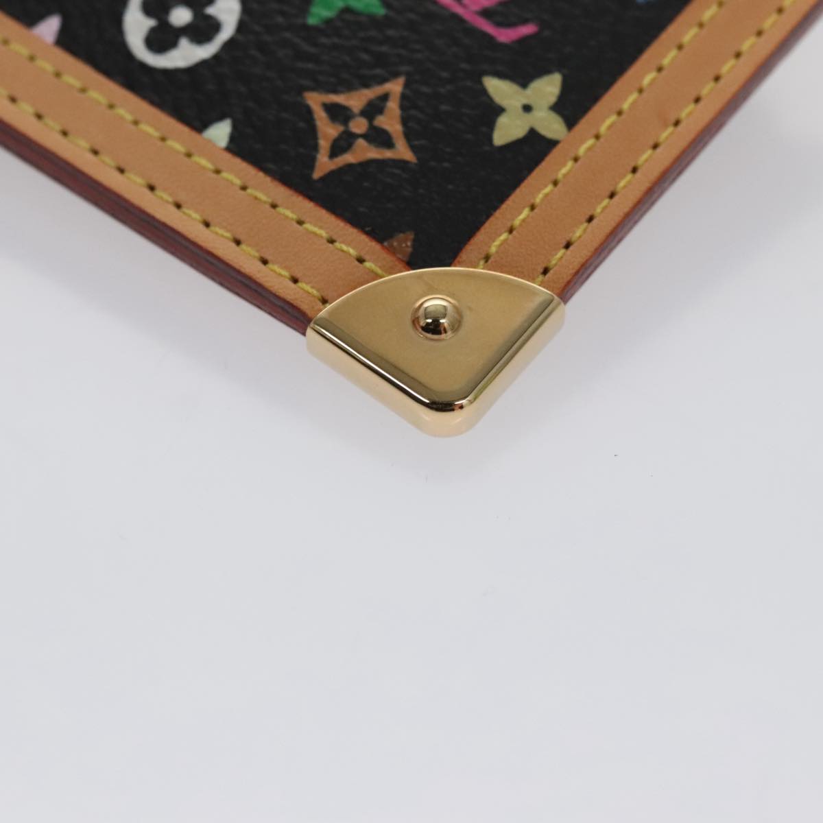 LOUIS VUITTON Monogram Multicolor Pochette Cles Purse Black M92654 Auth 104416SV