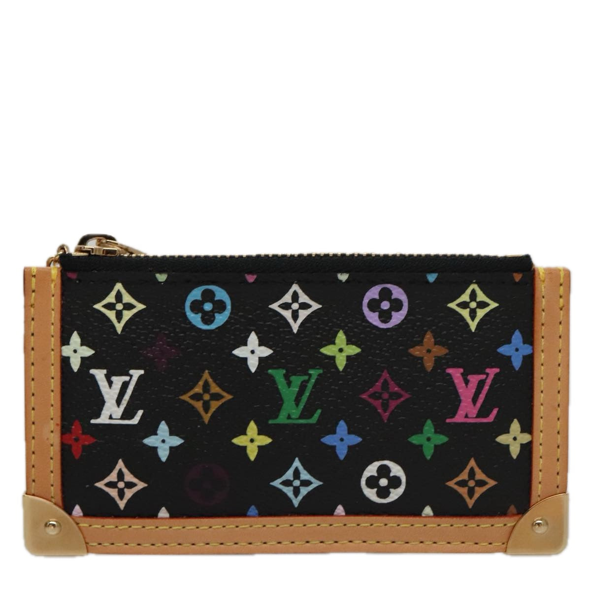 LOUIS VUITTON Monogram Multicolor Pochette Cles Purse Black M92654 Auth 104416SV