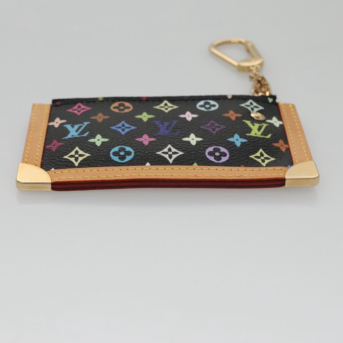 LOUIS VUITTON Monogram Multicolor Pochette Cles Purse Black M92654 Auth 104416SV