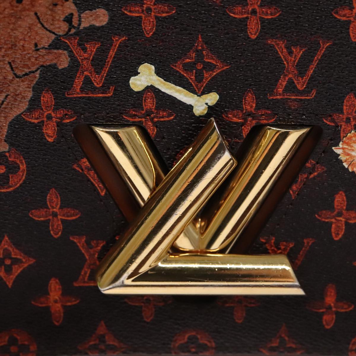 LOUIS VUITTON Catgram Sack Twist MM Shoulder Bag Marron M44408 LV Auth 104424SA