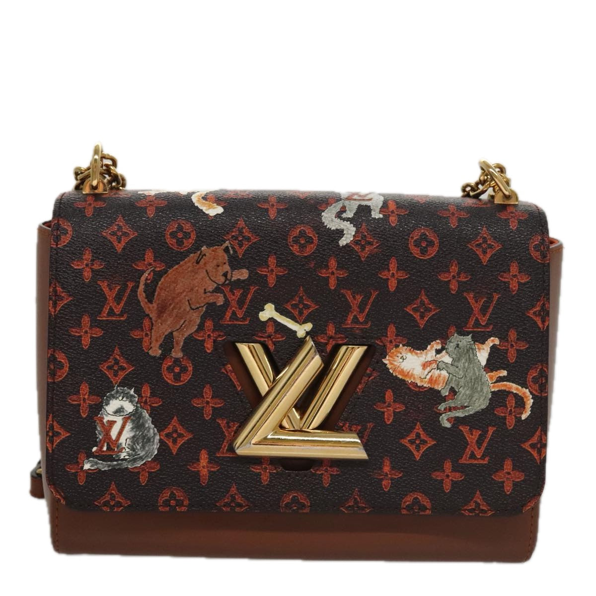 LOUIS VUITTON Catgram Sack Twist MM Shoulder Bag Marron M44408 LV Auth 104424SA