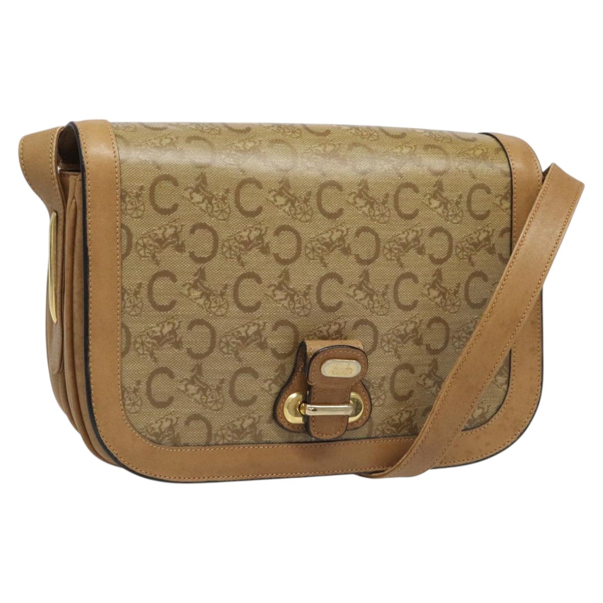 CELINE C Sulky Shoulder Bag PVC Beige Auth 104458