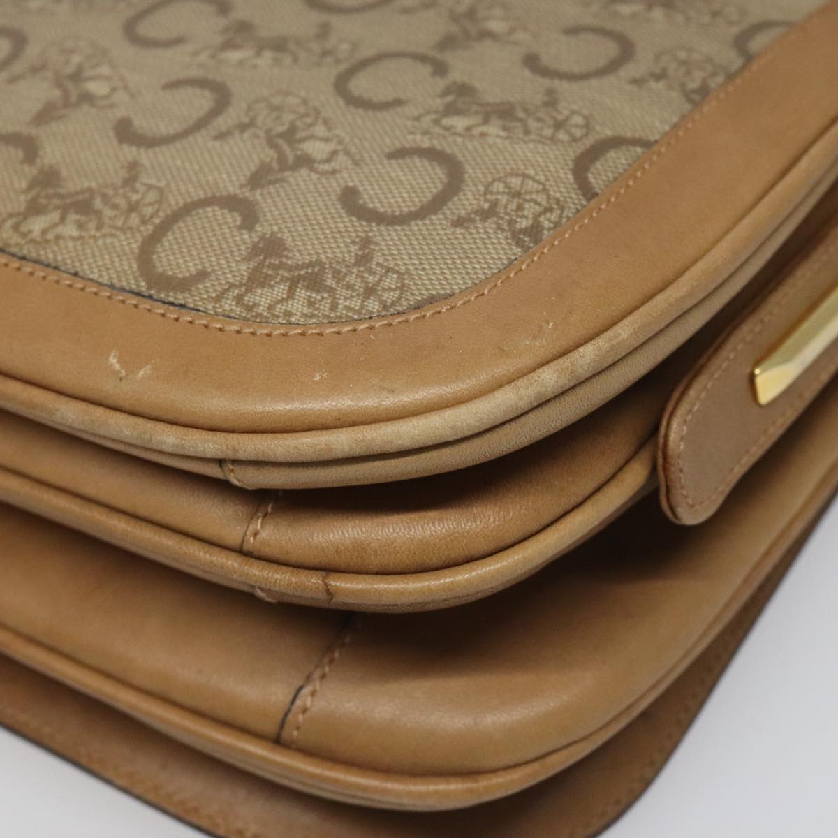 CELINE C Sulky Shoulder Bag PVC Beige Auth 104458