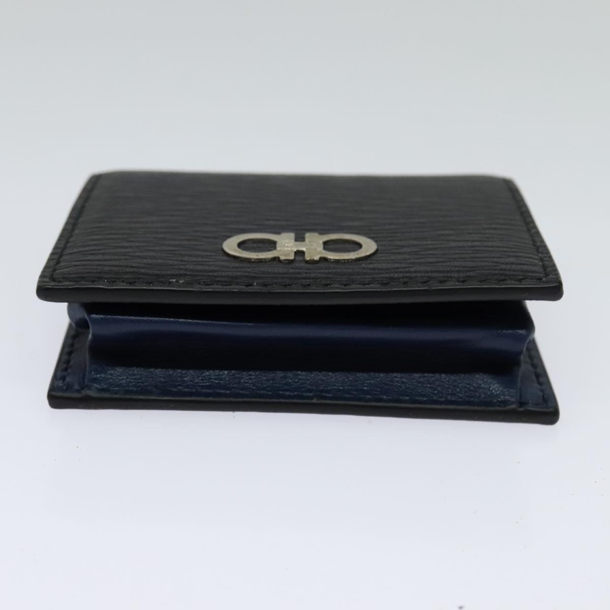 Salvatore Ferragamo Gancini Coin Purse Leather Black Auth 104463V