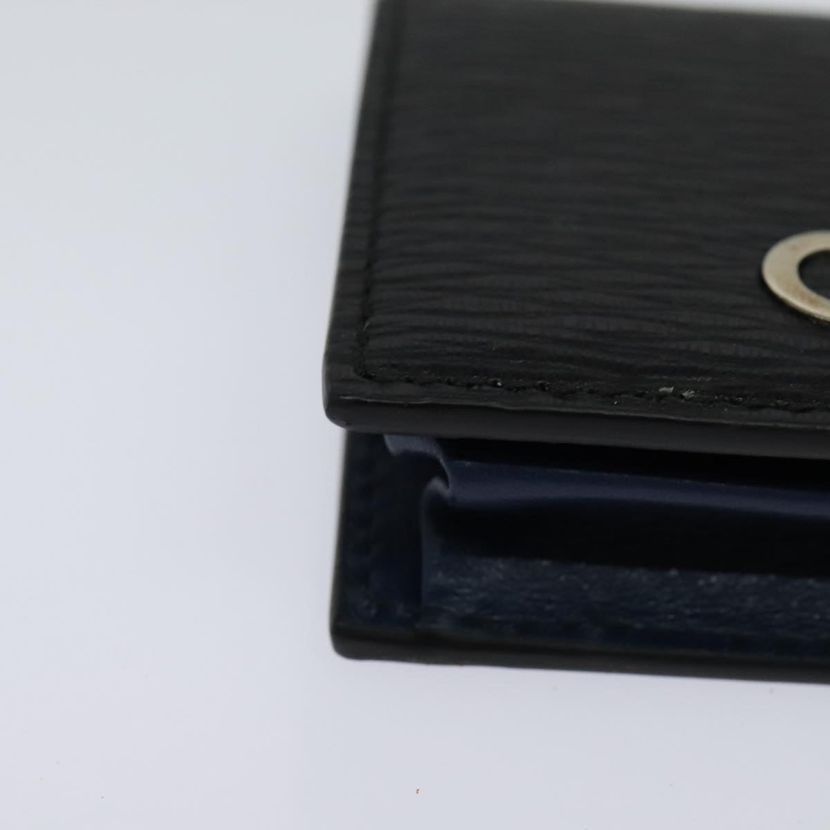 Salvatore Ferragamo Gancini Coin Purse Leather Black Auth 104463V