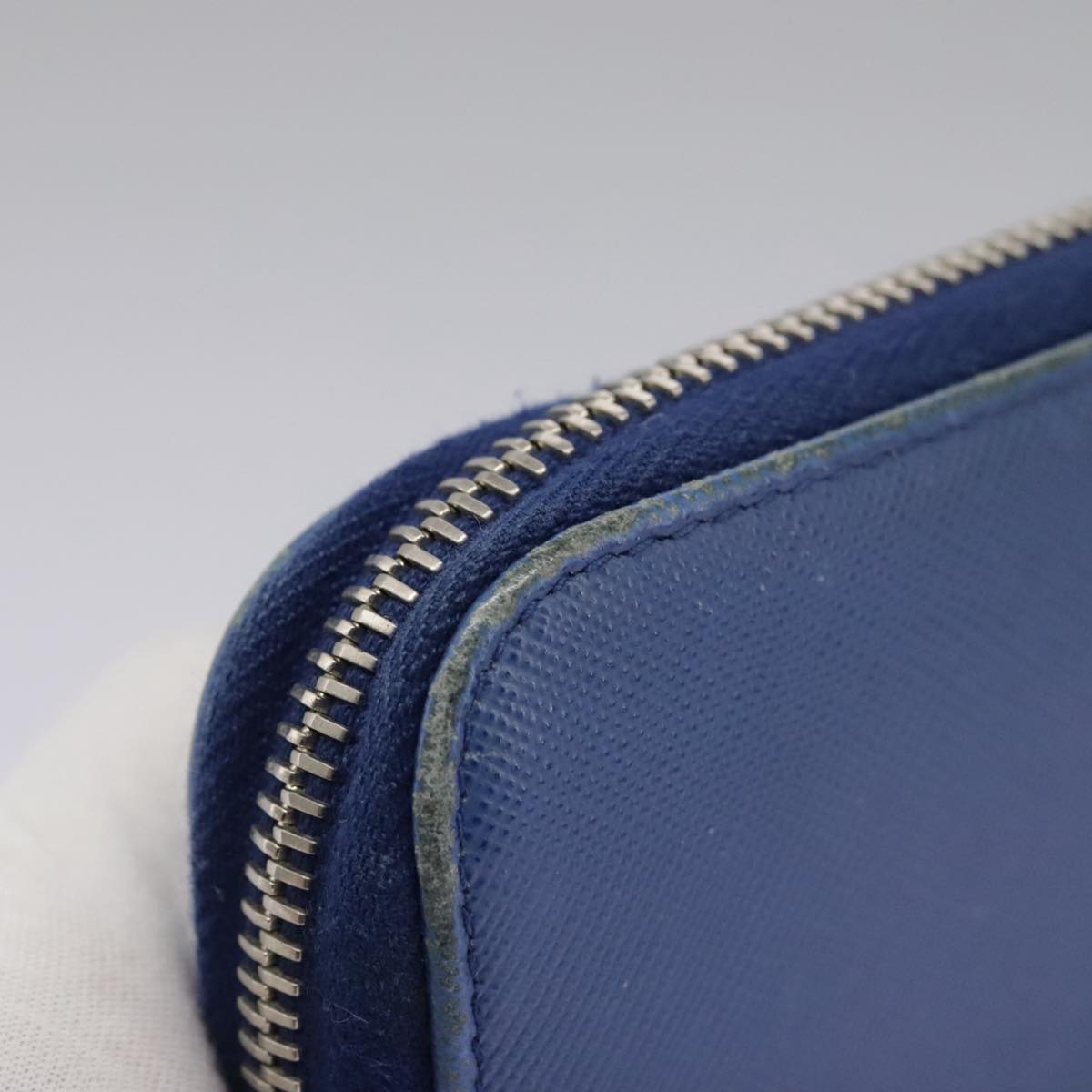 PRADA Long Wallet Leather Blue Auth 104465