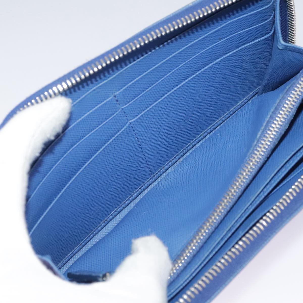 PRADA Long Wallet Leather Blue Auth 104465