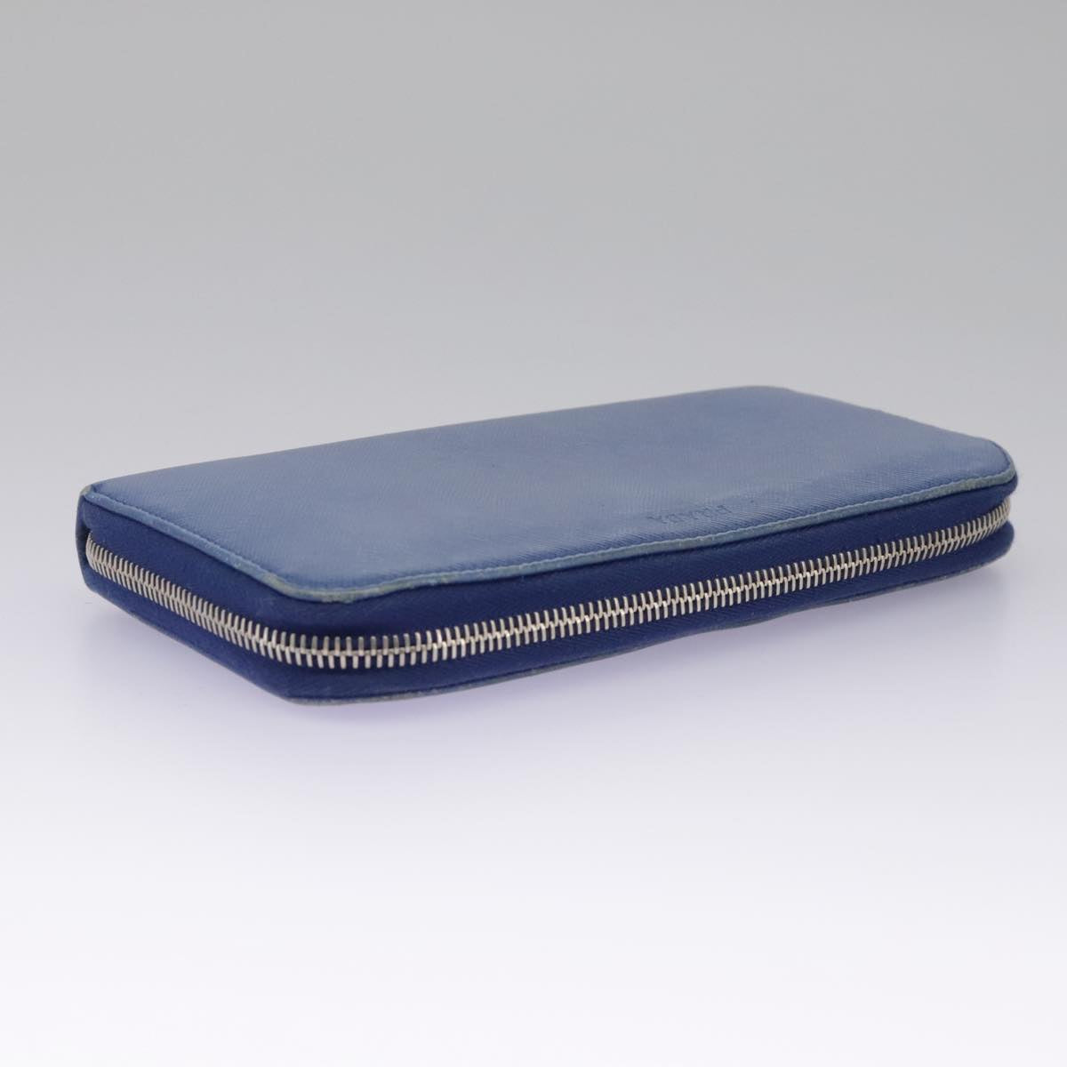PRADA Long Wallet Leather Blue Auth 104465