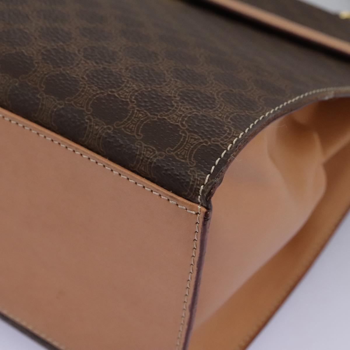 CELINE Macadam Canvas Hand Bag PVC Leather 2way Brown Gold Auth 104480V