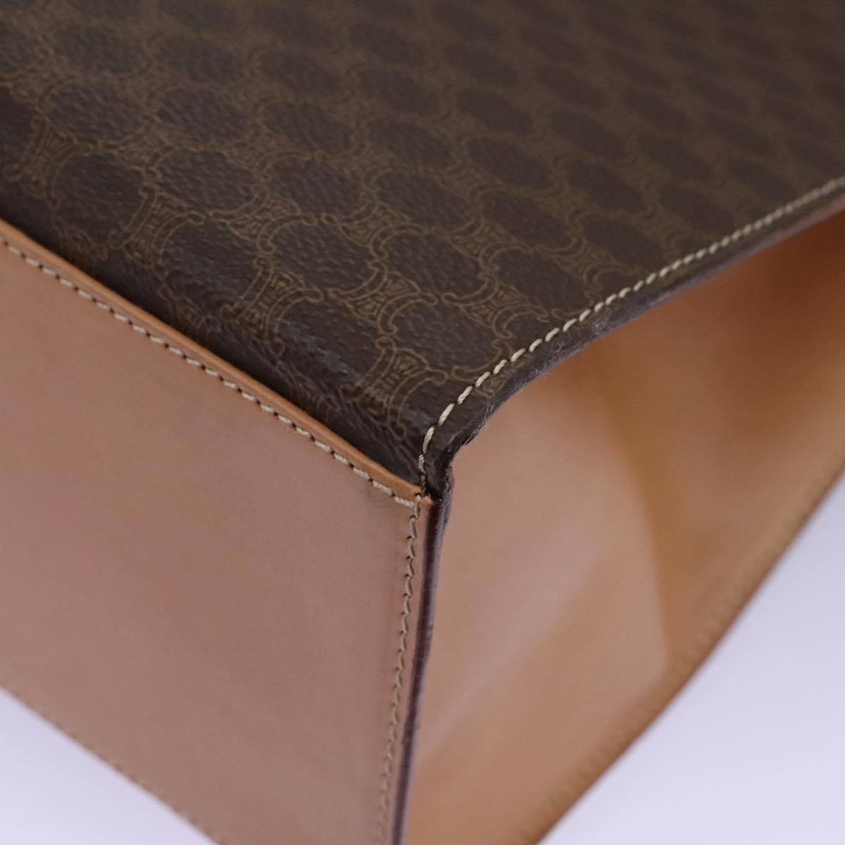 CELINE Macadam Canvas Hand Bag PVC Leather 2way Brown Gold Auth 104480V