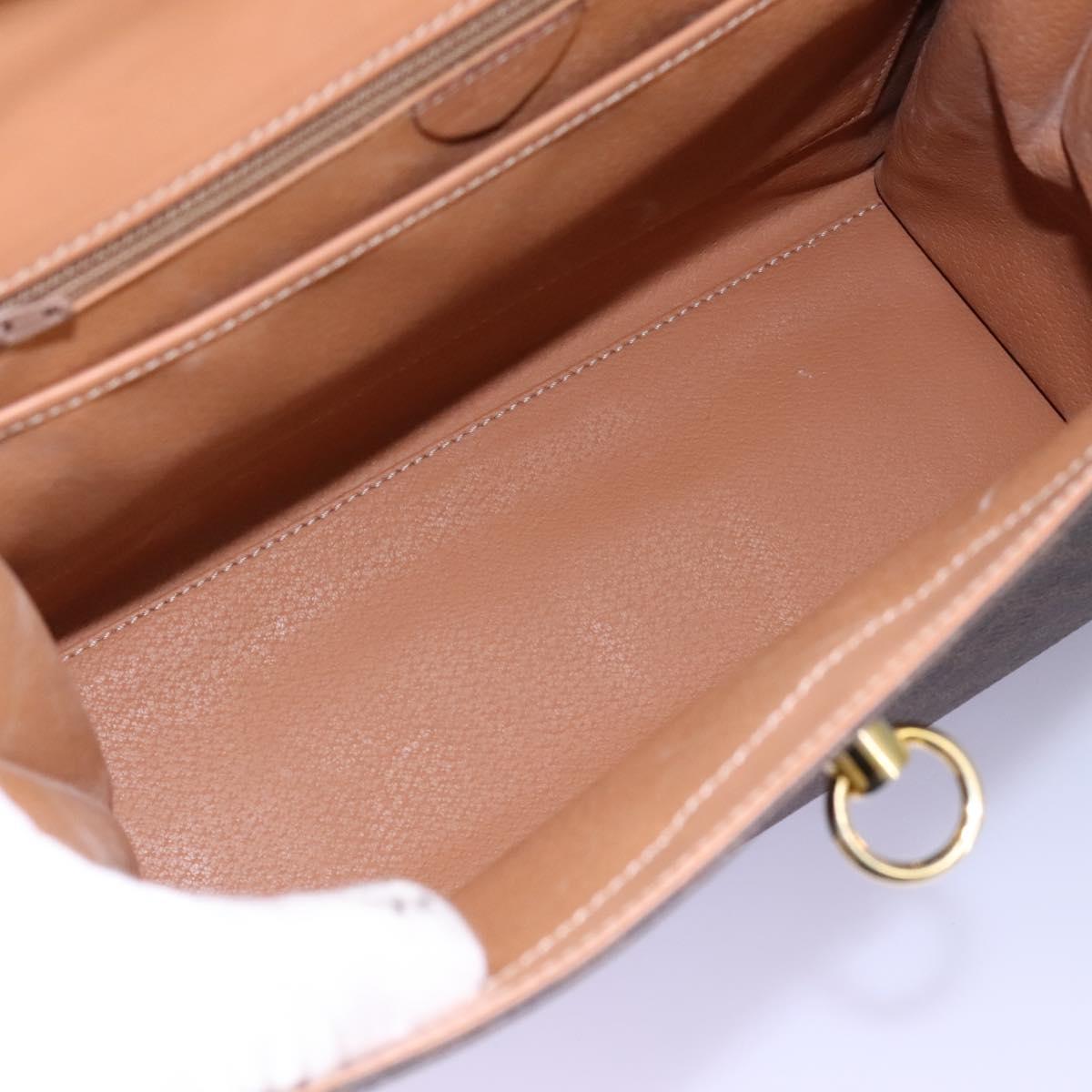 CELINE Macadam Canvas Hand Bag PVC Leather 2way Brown Gold Auth 104480V