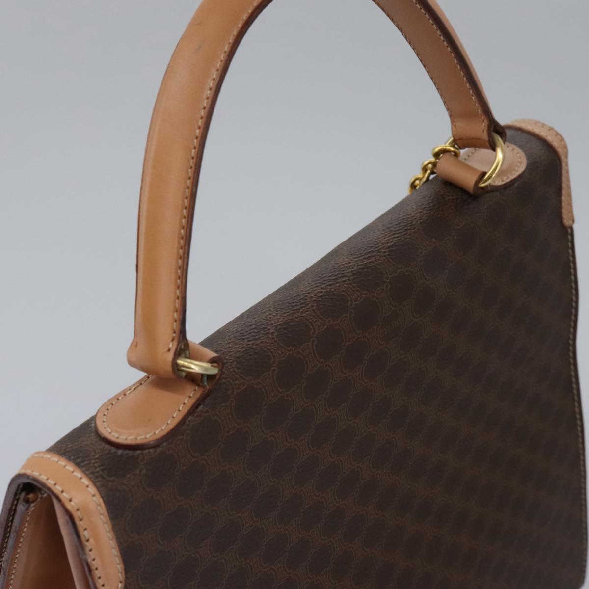 CELINE Macadam Canvas Hand Bag PVC Leather 2way Brown Gold Auth 104480V