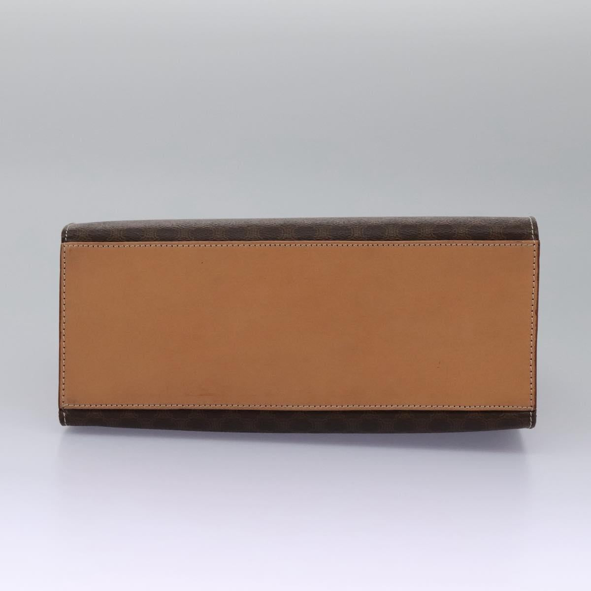 CELINE Macadam Canvas Hand Bag PVC Leather 2way Brown Gold Auth 104480V