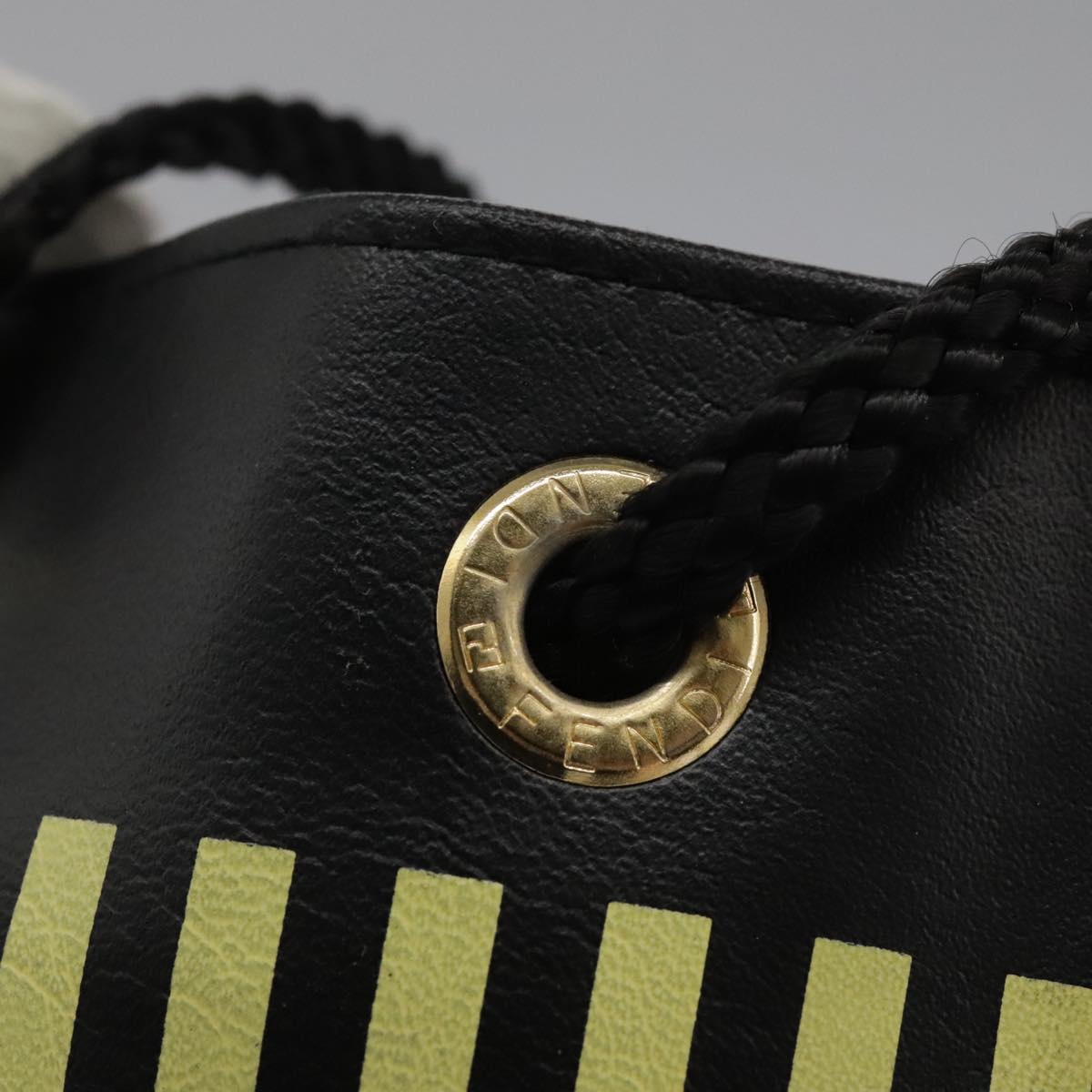 FENDI Mini Hand Bag Leather Black Green Auth 104482V
