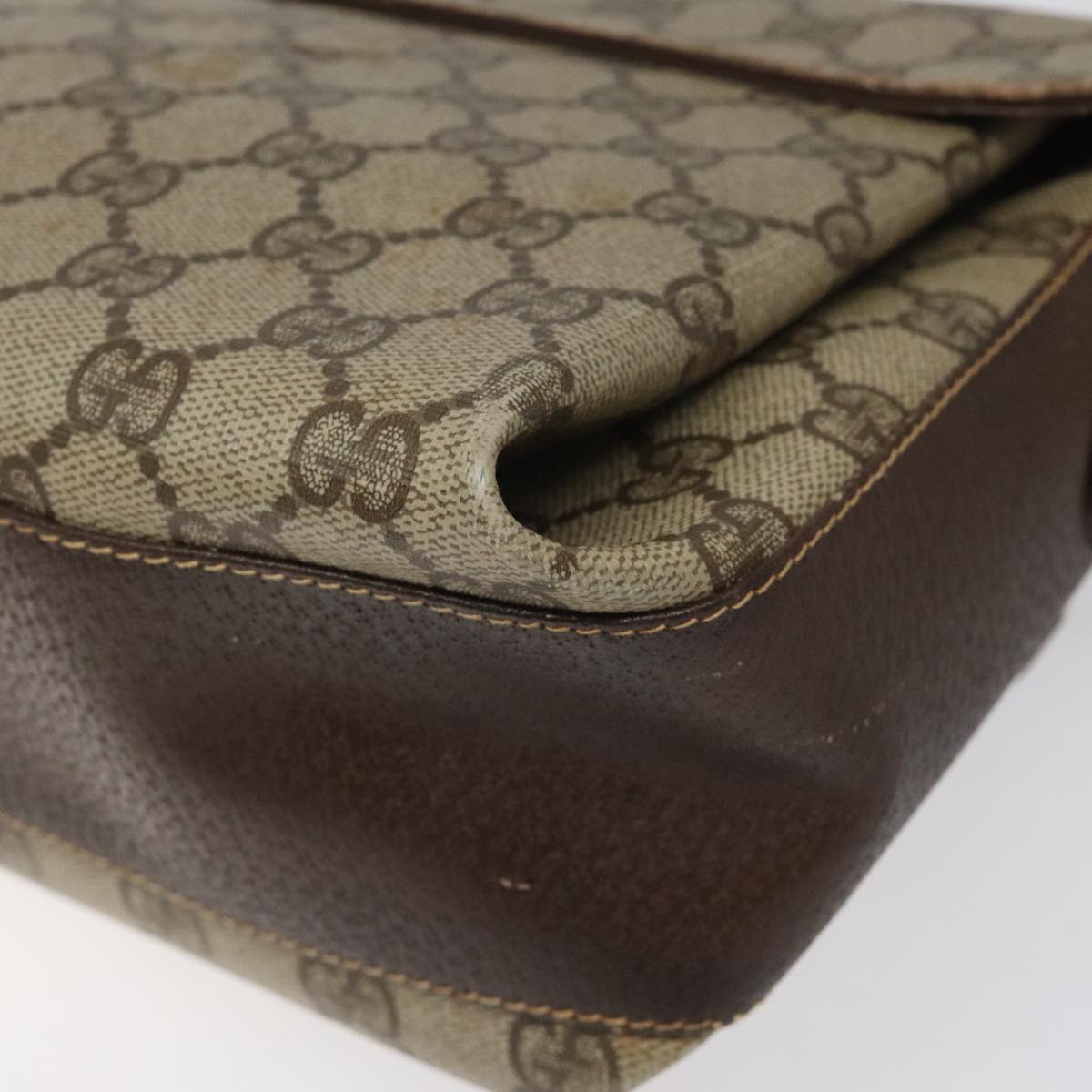 GUCCI GG Supreme Web Sherry Line Shoulder Bag PVC Beige Red Green Auth 104484