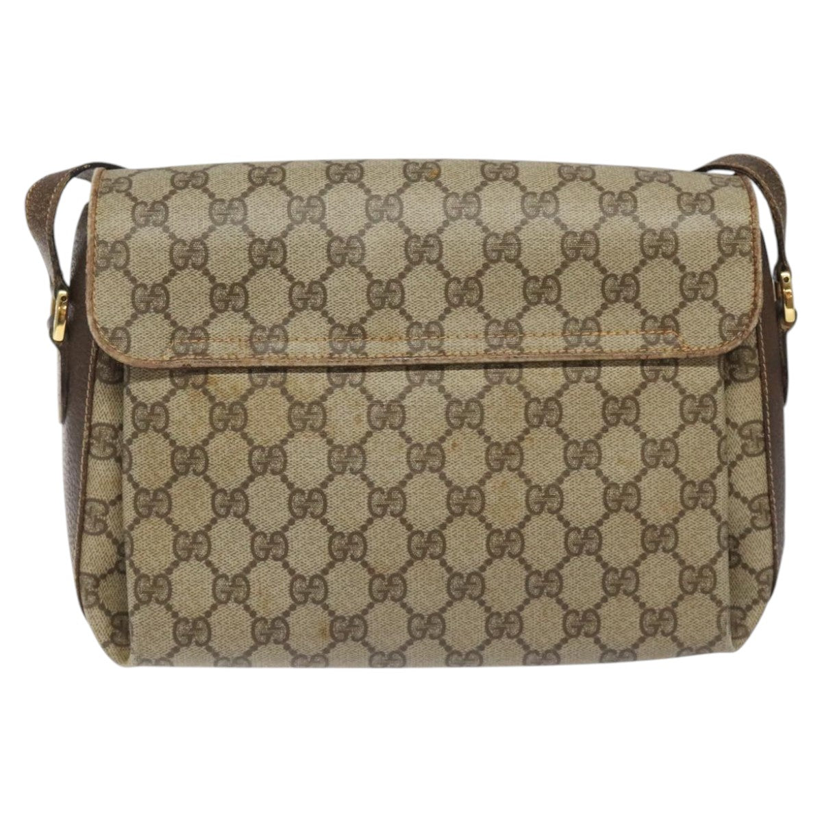 GUCCI GG Supreme Web Sherry Line Shoulder Bag PVC Beige Red Green Auth 104484