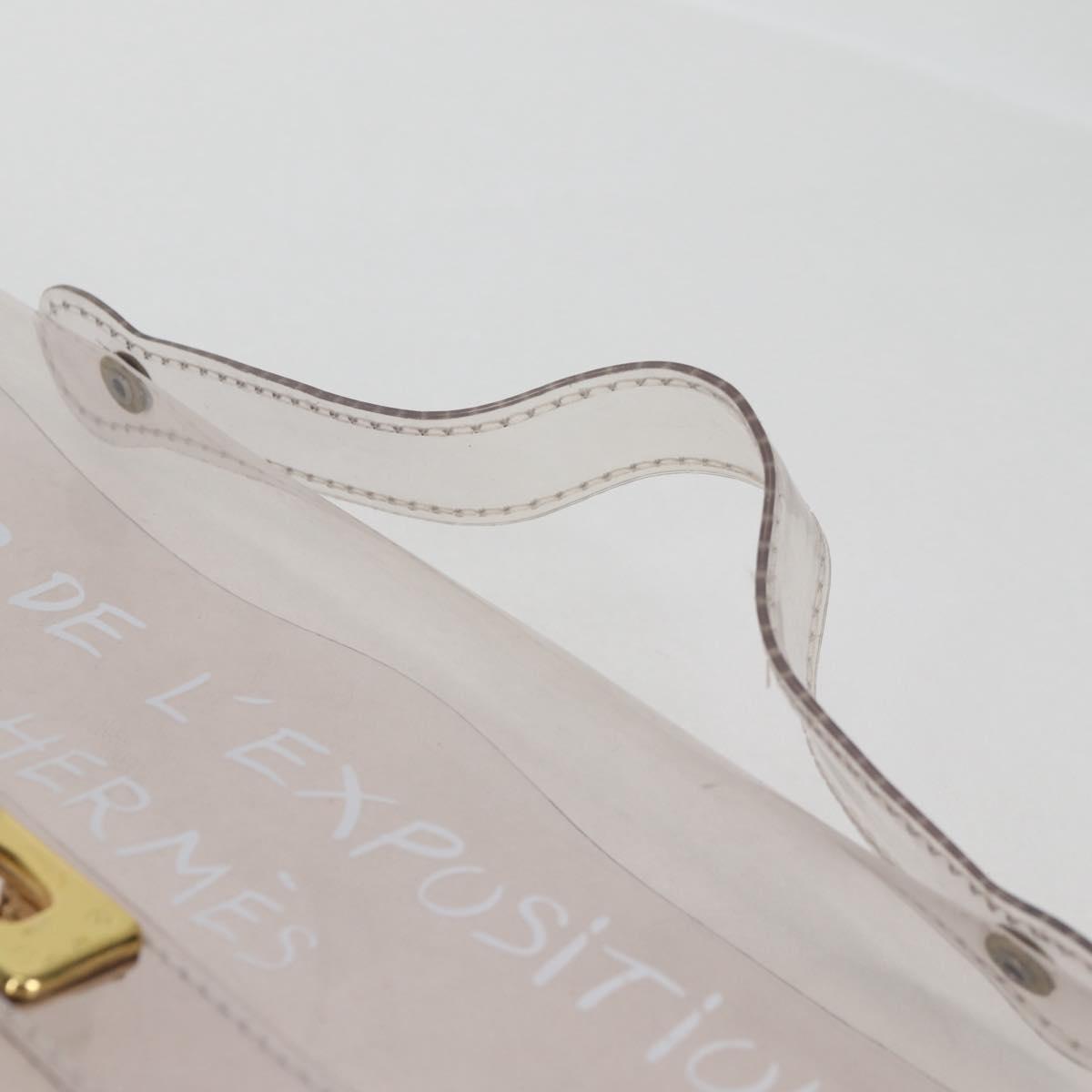 HERMES Vinyl Kelly Hand Bag Vinyl Clear Gold Auth 104506
