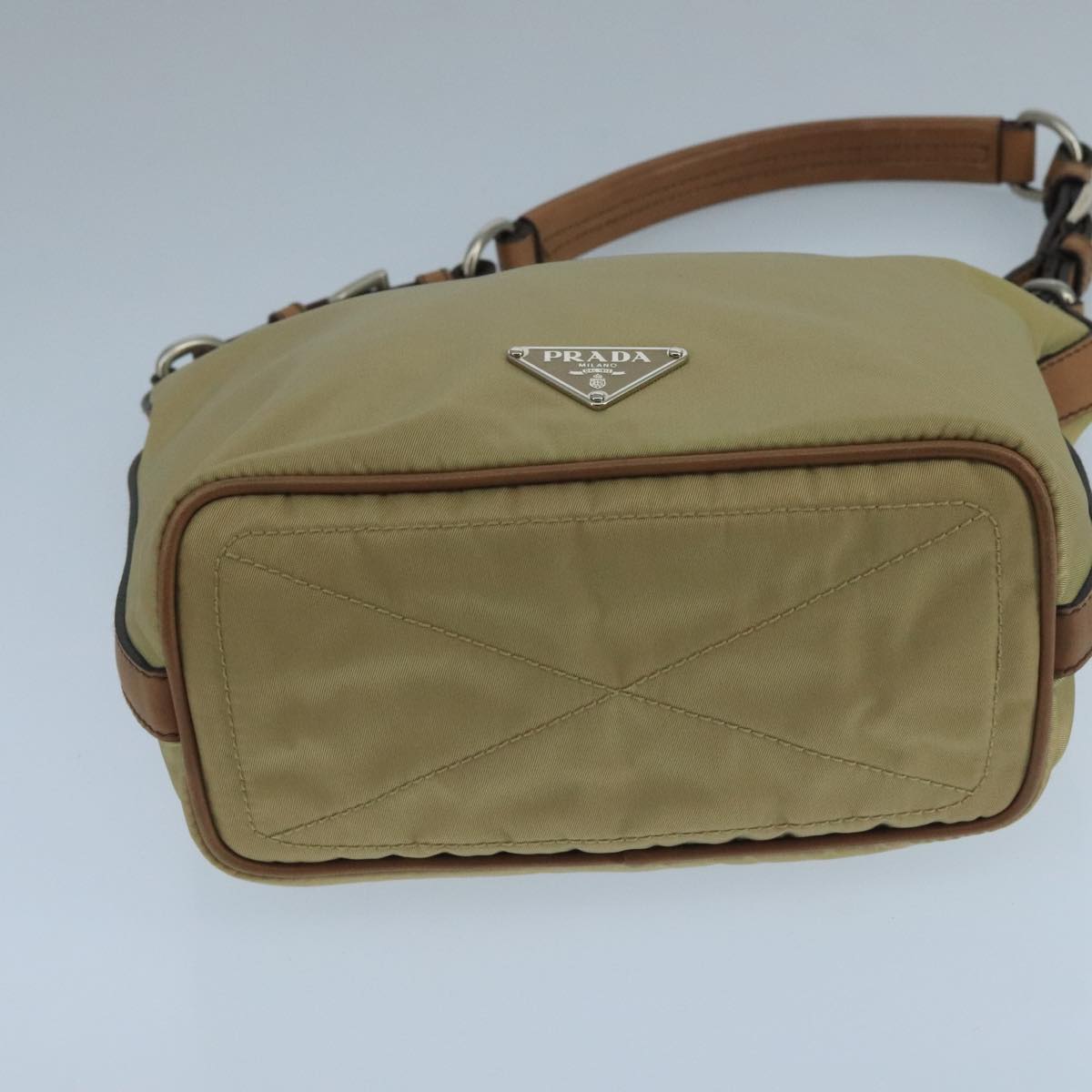 PRADA Shoulder Bag Nylon Beige Auth 104591