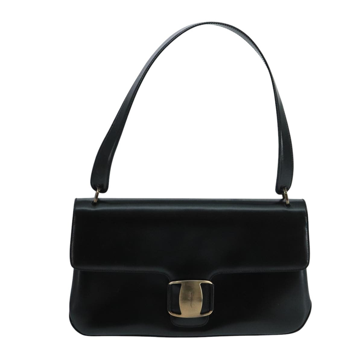 Salvatore Ferragamo Vala Shoulder Bag Leather Black Auth 104606