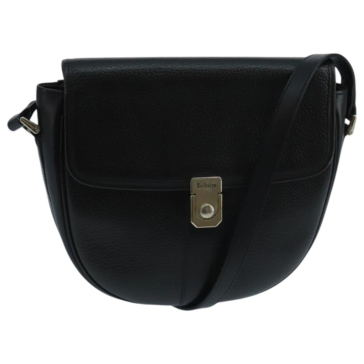 Burberrys Shoulder Bag Leather Black Auth 104609