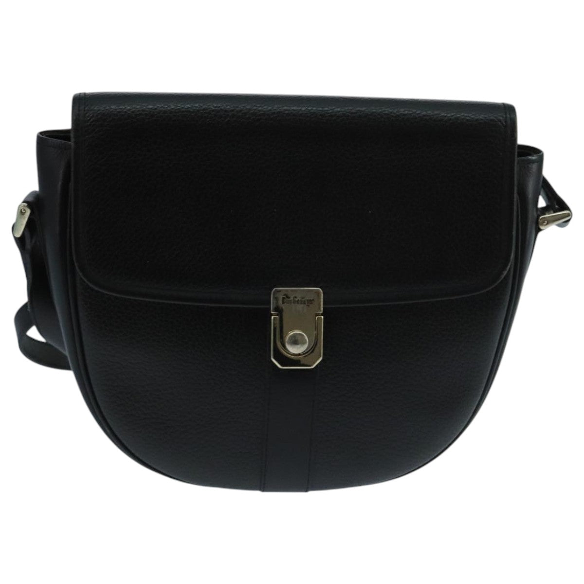 Burberrys Shoulder Bag Leather Black Auth 104609