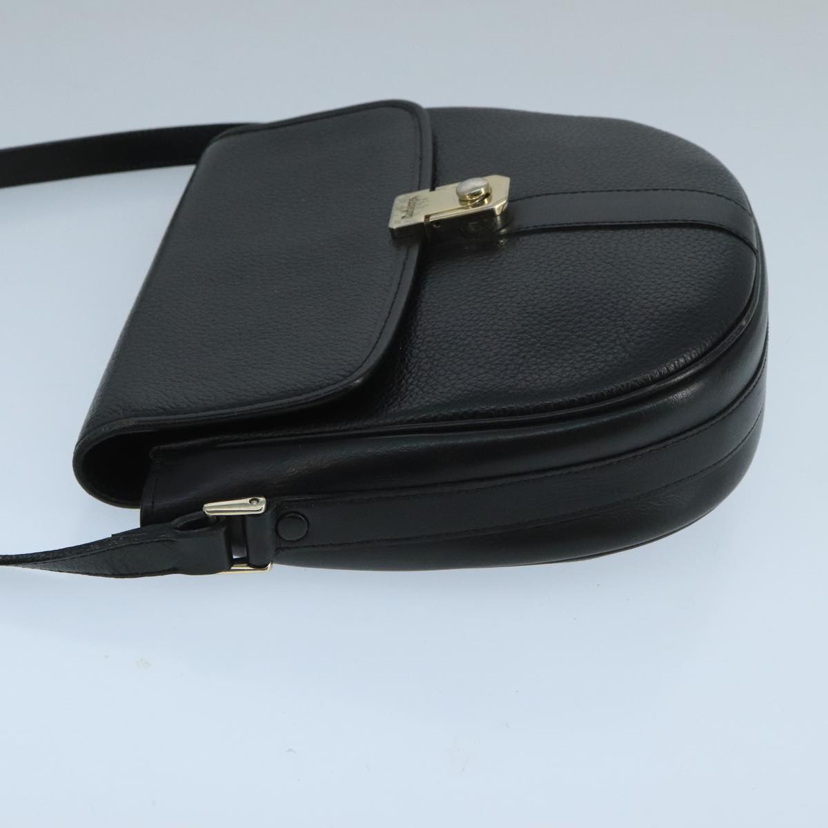 Burberrys Shoulder Bag Leather Black Auth 104609