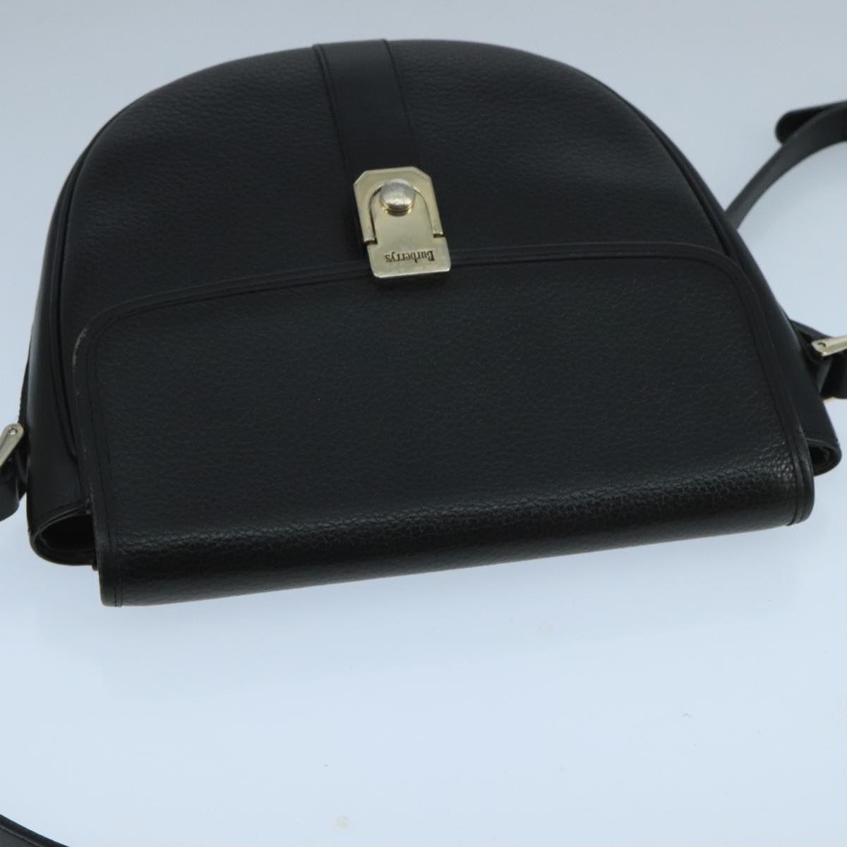 Burberrys Shoulder Bag Leather Black Auth 104609