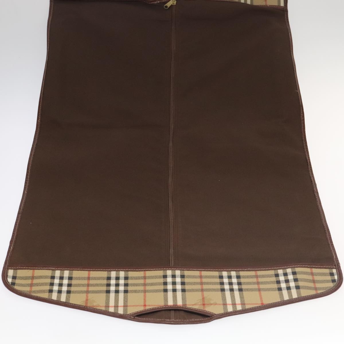 Burberrys Nova Check Garment Cover PVC Leather Beige Brown gold Auth 104623