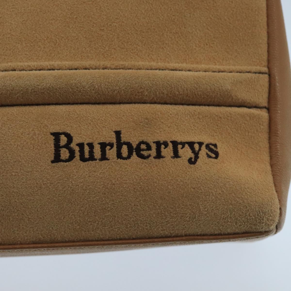 Burberrys Hand Bag Leather Suede Beige Auth 104635