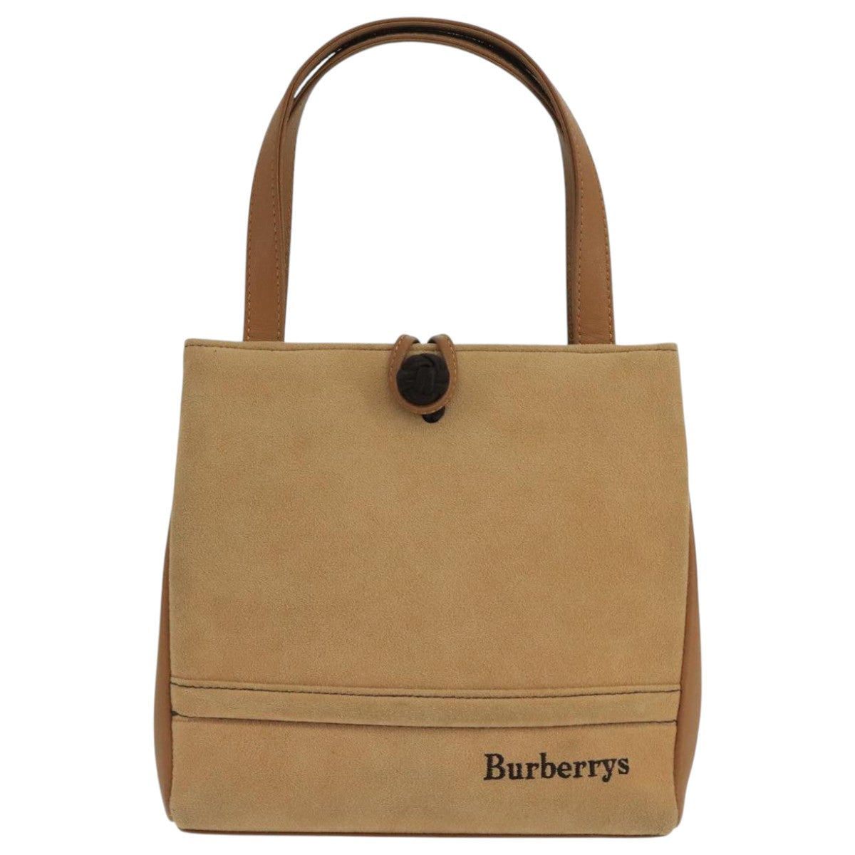 Burberrys Hand Bag Leather Suede Beige Auth 104635