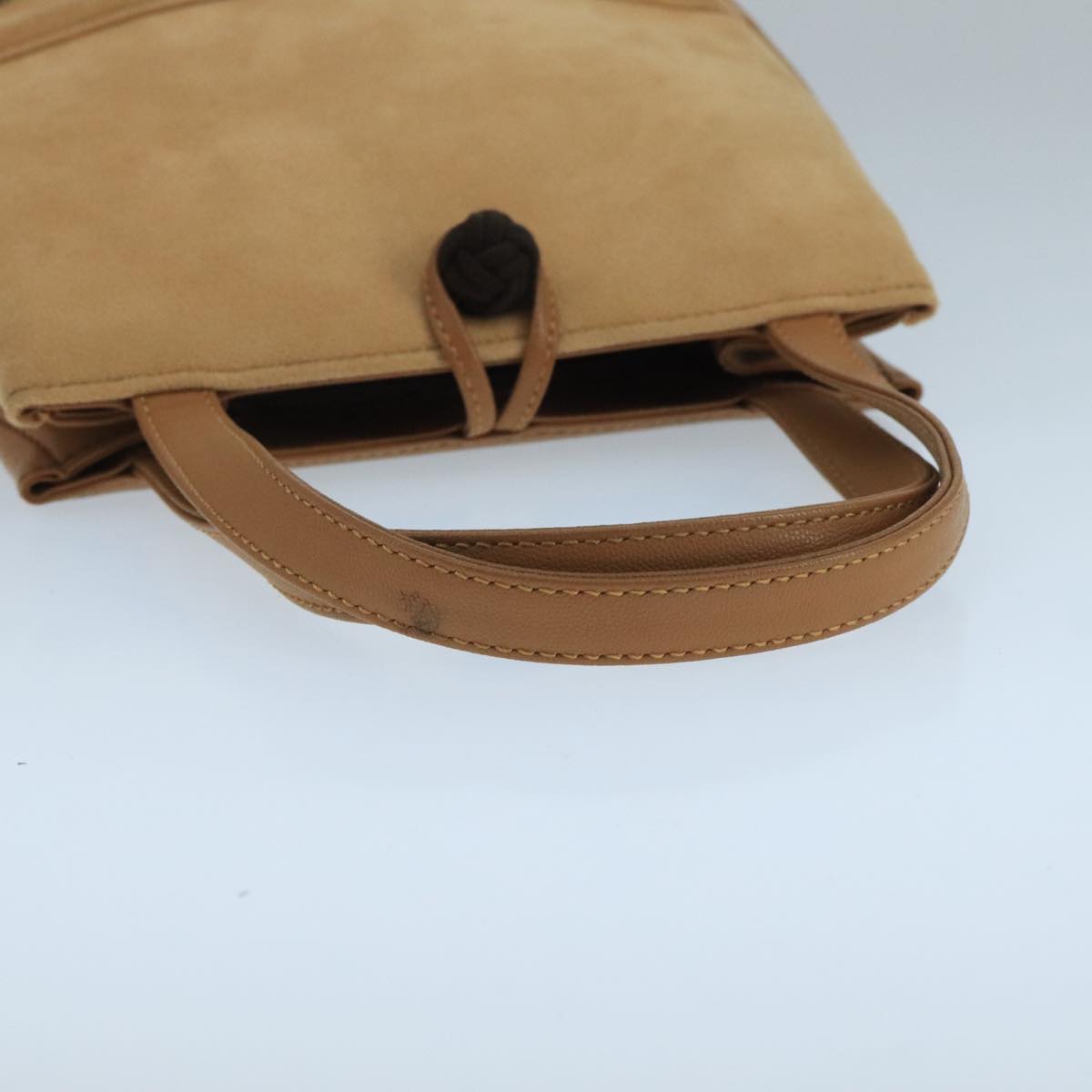 Burberrys Hand Bag Leather Suede Beige Auth 104635