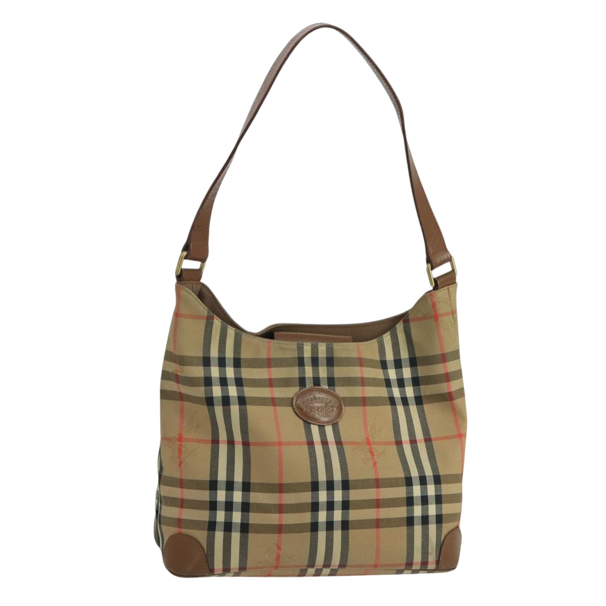 Burberrys Nova Check Shoulder Bag Canvas Beige Auth 104646