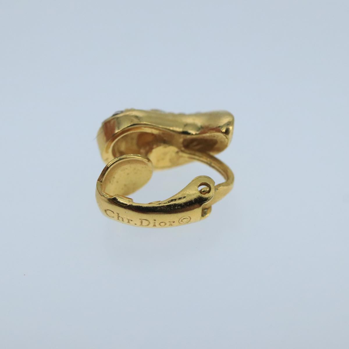 Christian Dior Earring metal Gold Tone Auth 104682